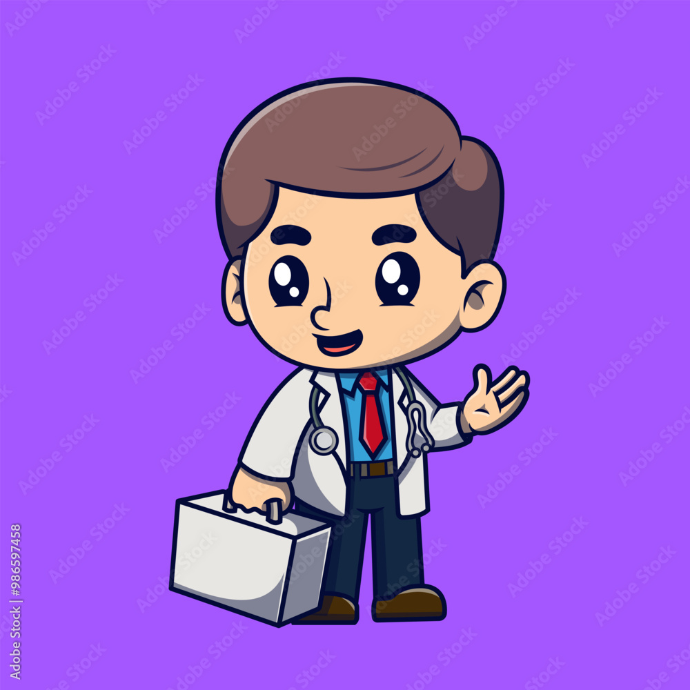 Cute doctor Cartoon Vector Icon Illustration. Nature Icon Concept Isolated Premium Vector. Flat Cartoon Style Cute doctor Cartoon Vector Icon Illustration. Nature Icon Concept Isolated Premium Vector. Flat Cartoon Style