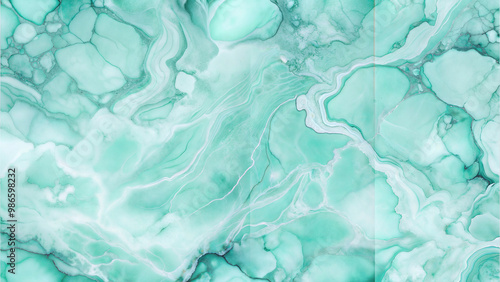 Turquoise Marble Texture, Abstract Pattern with Fluid Stone Veins