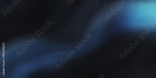 Grainy noisy poster background, deep charcoal and electric blue color wave, black backdrop, noise texture effect