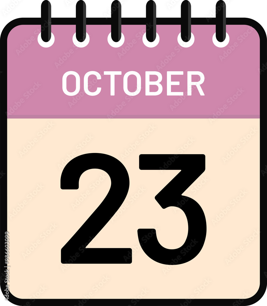 Calendar 23 October date icon with cute pastel colors Calendar 23 October date icon with cute pastel colors