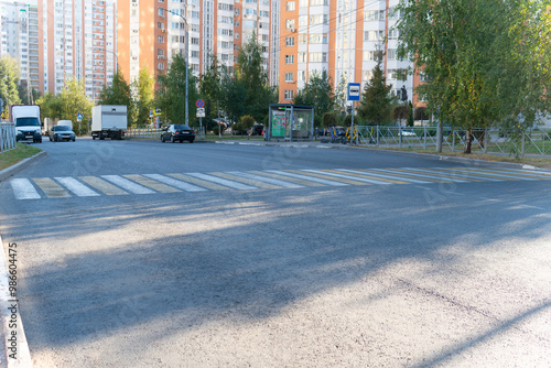 Fototapeta Naklejka Na Ścianę i Meble -  street traffic pedestrian urban road stop crosswalk zebra cross child city safety little walk kid