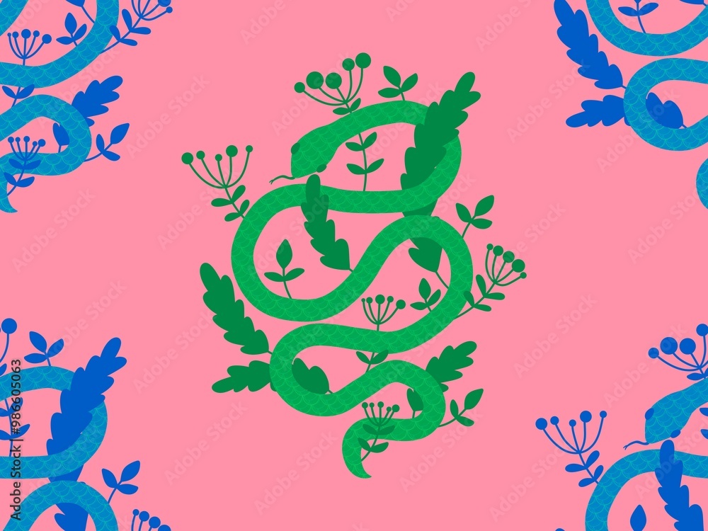 Cartoon animals seamless snake pattern for wrapping and kids new 2025 year Cartoon animals seamless snake pattern for wrapping and kids new 2025 year