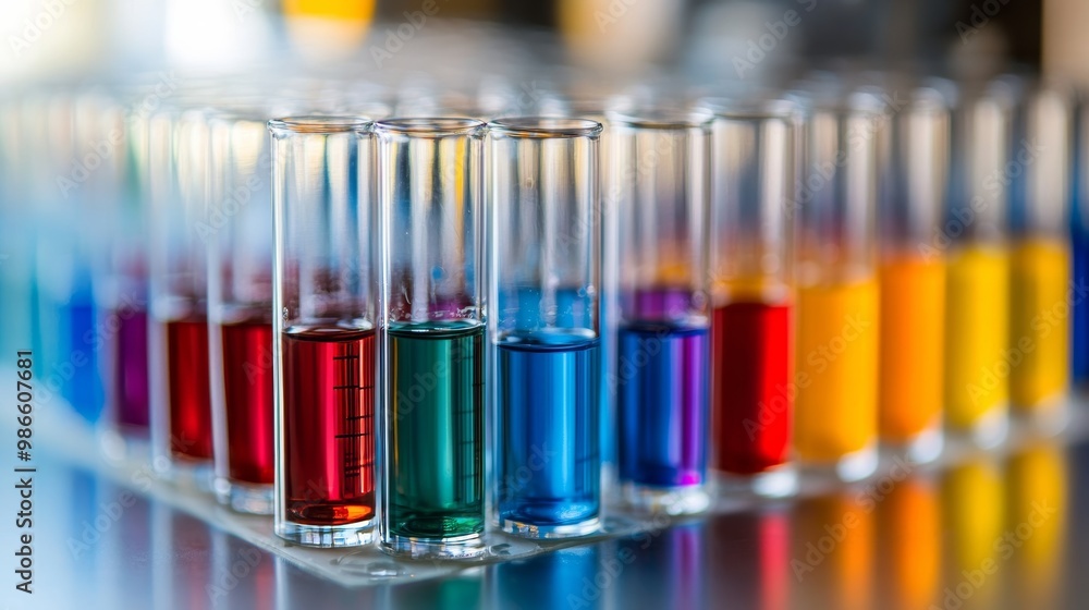 Colorful lab samples up close. Colorful lab samples up close.