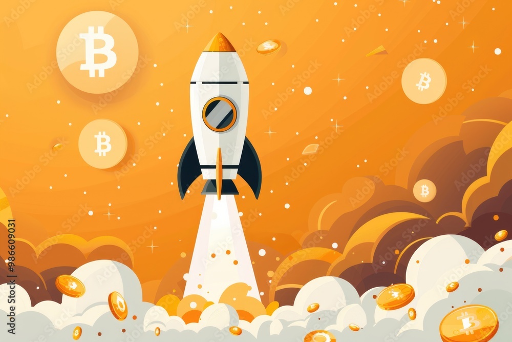 A rocket with bitcoin emissions A rocket with bitcoin emissions