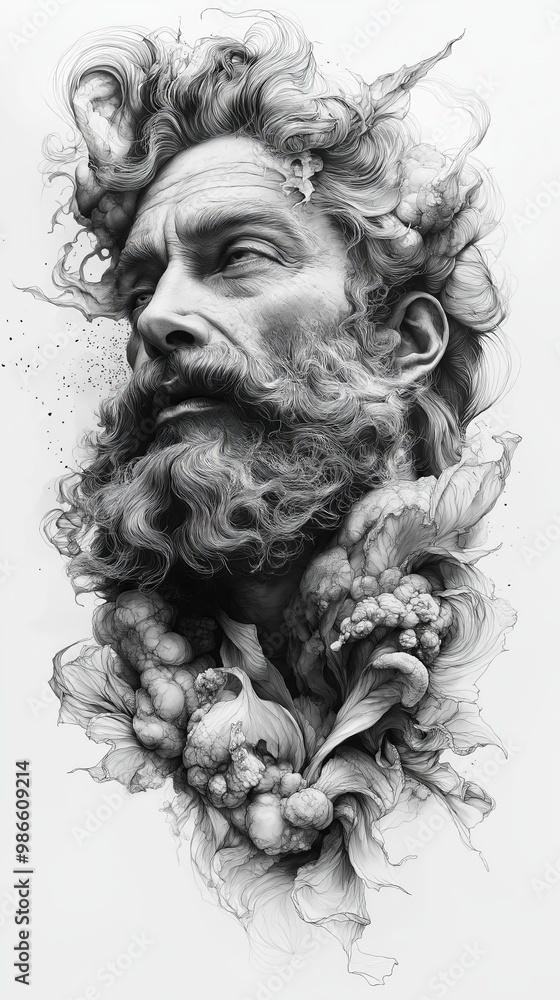 Hyperrealistic Double Exposure of a Nordic God in a Cosmic Galaxy Setting Hyperrealistic Double Exposure of a Nordic God in a Cosmic Galaxy Setting