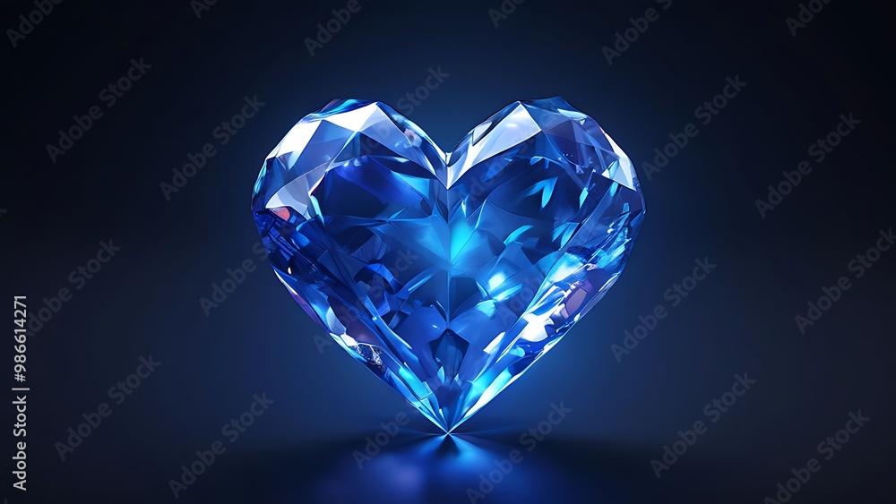 Blue Diamond Heart on Dark Background Blue Diamond Heart on Dark Background