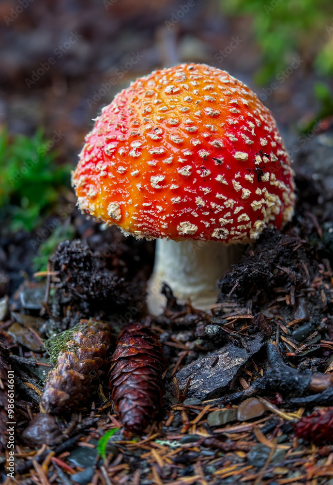 Fototapeta premium Toadstool Umbrella Mushroom, Amanita Muscaria