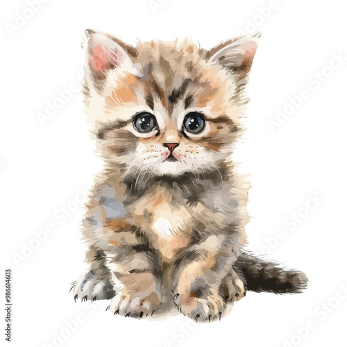 Cat watercolor floral graphic, colorful cats and kittens on a white background. A watercolor painting of a cat. color splash, multicolor, paint splash, white background, vector 