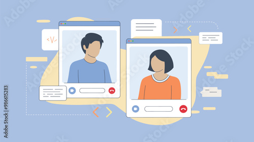 virtual meeting illustration remote communication oncept