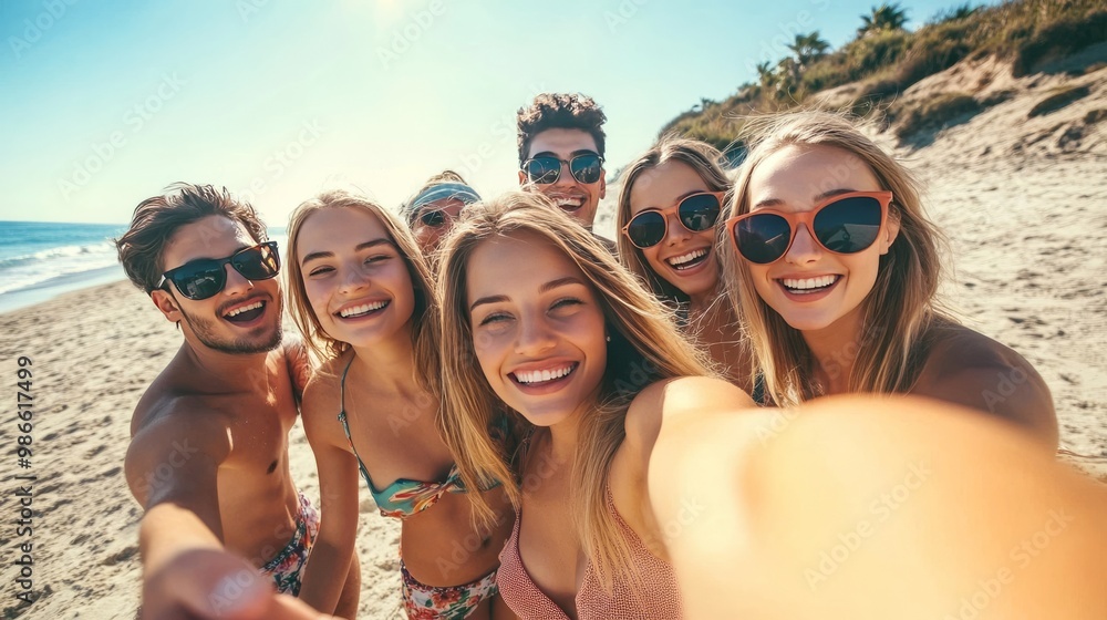 Summer selfie: Friends on the beach. Summer selfie: Friends on the beach.