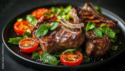lamb chops with mint and summer salad a ketogenic diet meal