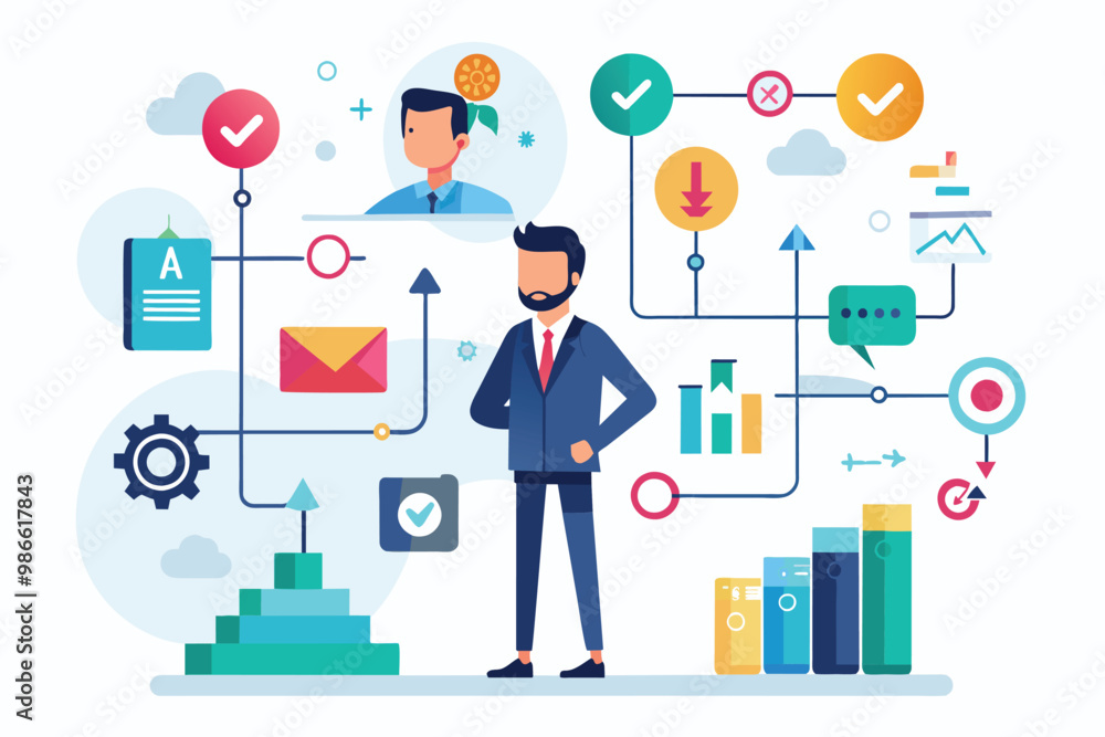 A professional evaluates strategies for business growth using data-driven tools and visual aids, Assess guidelines for business expansion, simple picture. A professional evaluates strategies for business growth using data-driven tools and visual aids, Assess guidelines for business expansion, simple picture.
