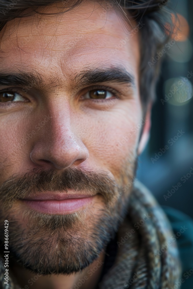 Obraz premium Street Photography, close up of a French man with short stubble