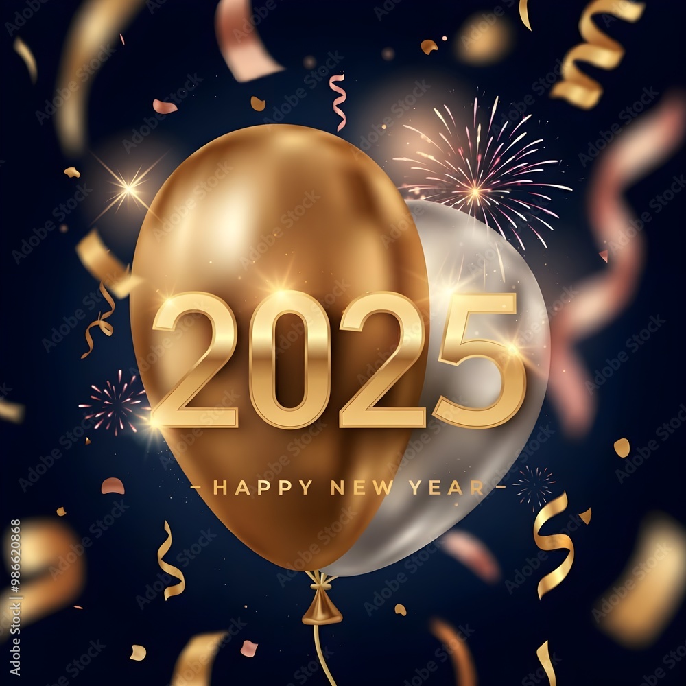 Naklejka premium Happy New Year 2025 