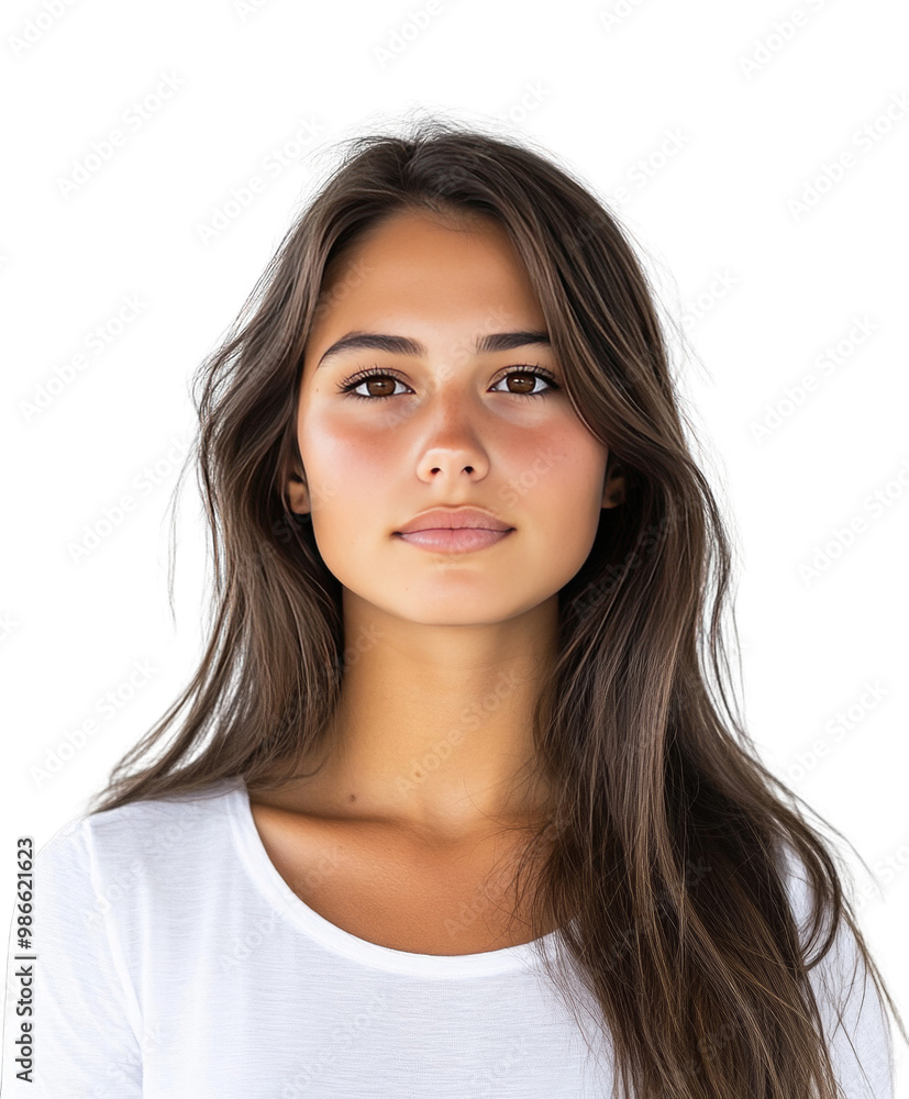 PNG Transparent Image of a young woman with neutral expression, facing forward. Great for design and editing. PNG Transparent Image of a young woman with neutral expression, facing forward. Great for design and editing.