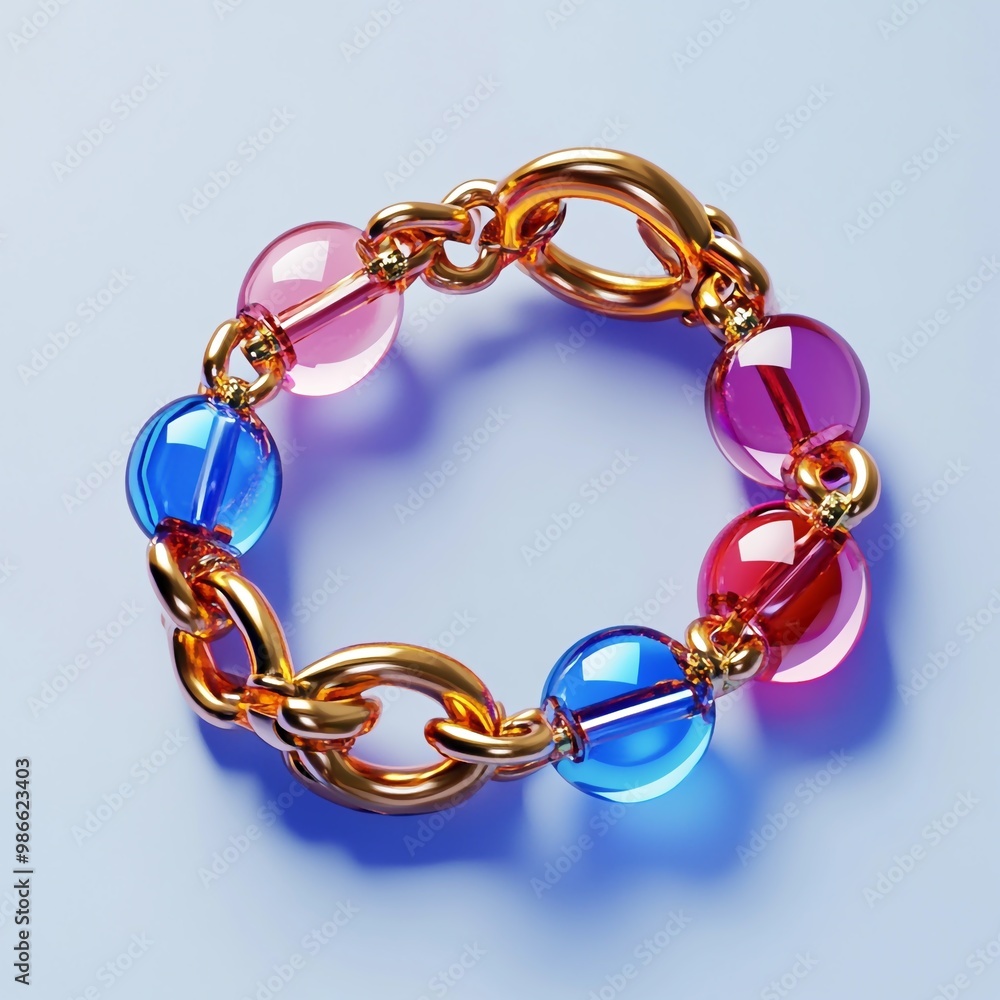 Obraz premium 3D Bracelet Icon: Personalized Jewelry with Charms Illustration Logo