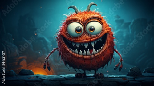 Joyful Halloween orange Monster