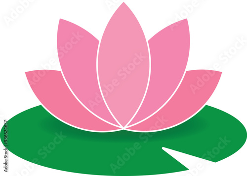 Pink lotus flower isolated water lily icon.