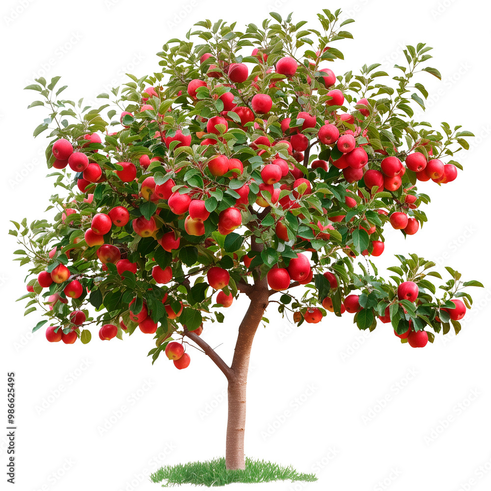 Apple Tree with Red Apples Isolated on Transparent Background, Symbol of Abundance and Harvest Apple Tree with Red Apples Isolated on Transparent Background, Symbol of Abundance and Harvest