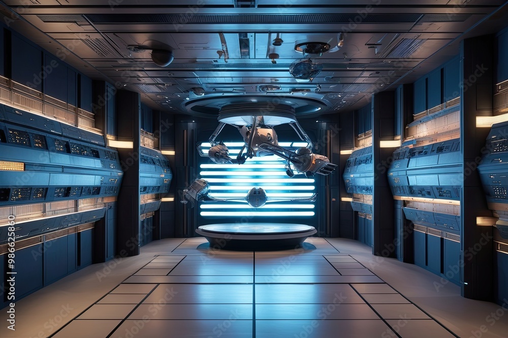 Fototapeta premium High-tech Cybernetic Space Design for Deep Space Station Setup