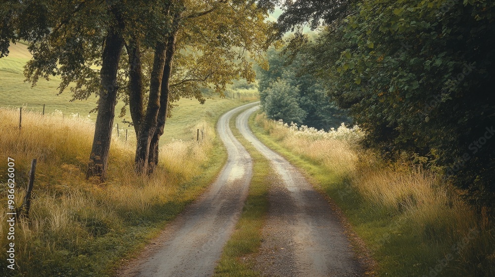 Fototapeta premium Rustic escape: country road in summer