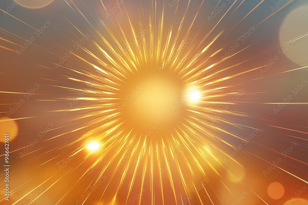 Obraz premium Warm Amber Sun Ray Effects with Radiant Light Overlays and Smooth Transitions