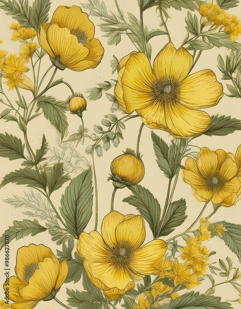 seamless pattern with yellow flowers seamless pattern with yellow flowers