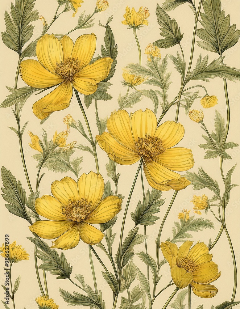 seamless pattern with yellow flowers seamless pattern with yellow flowers
