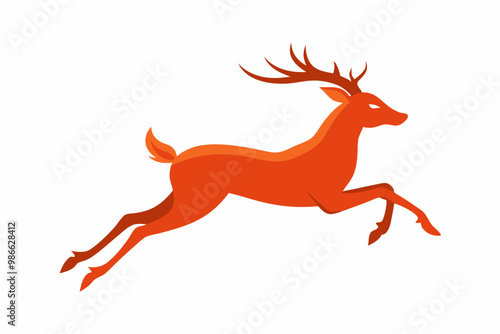 A dynamic vector artwork of a deer leaping at high speed, capturing the grace and agility of this majestic animal. Ideal for nature, wildlife, and outdoor-themed designs.