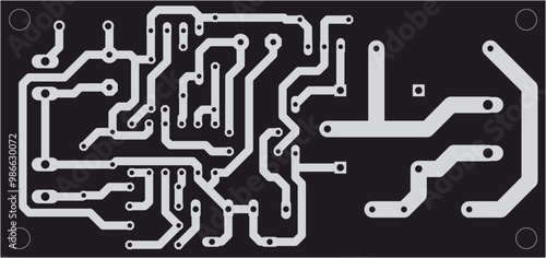 Tracing conductors of printed circuit board
of electronic device. Vector engineering 
drawing of pcb. Electric background.
Computer technic cad design. 