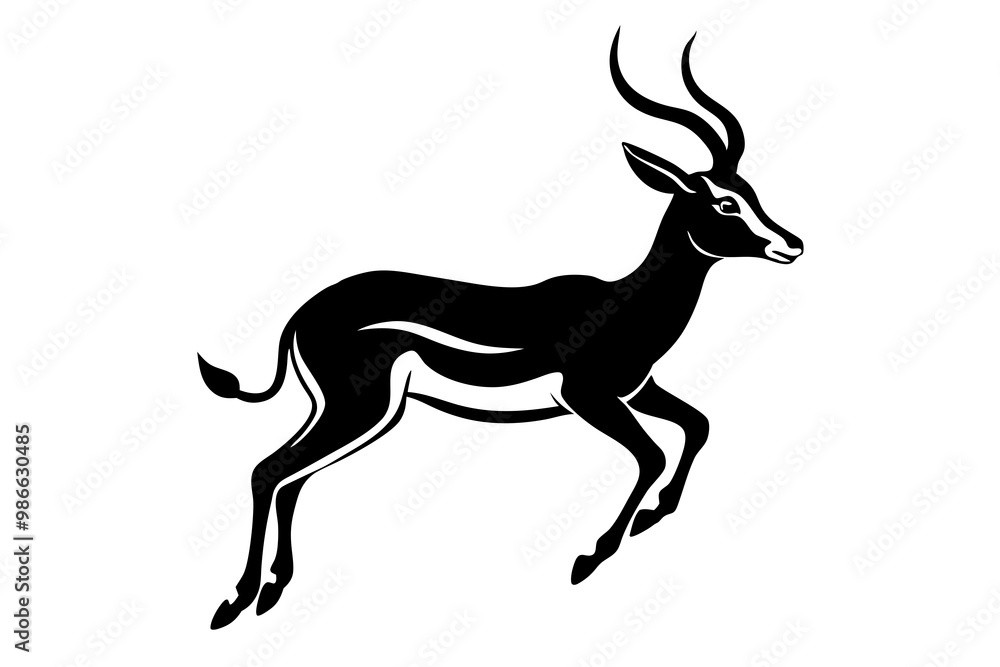 Fototapeta premium A dynamic vector artwork of an impala leaping at high speed, showcasing the animal's grace and agility in motion. Perfect for wildlife, nature, and outdoor-themed designs.