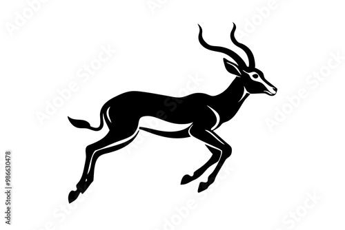 A dynamic vector artwork of an impala leaping at high speed, showcasing the animal's grace and agility in motion. Perfect for wildlife, nature, and outdoor-themed designs.