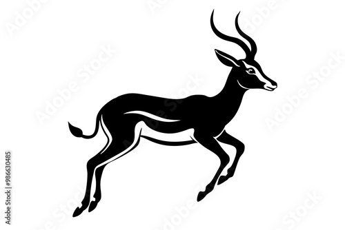 A dynamic vector artwork of an impala leaping at high speed, showcasing the animal's grace and agility in motion. Perfect for wildlife, nature, and outdoor-themed designs.