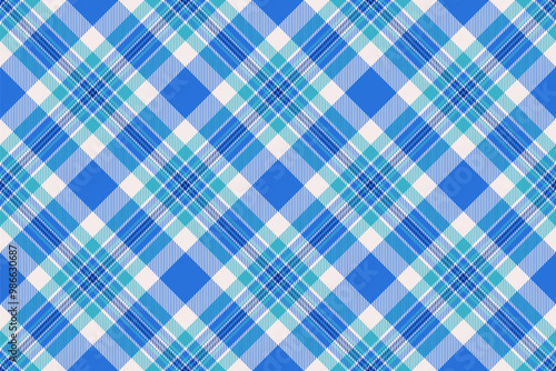 Sparse check pattern background, creation fabric tartan texture. Stationary seamless plaid textile vector in blue and linen colors.