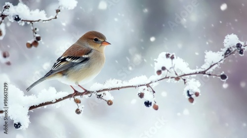 Snowy beauty, common chaffinch