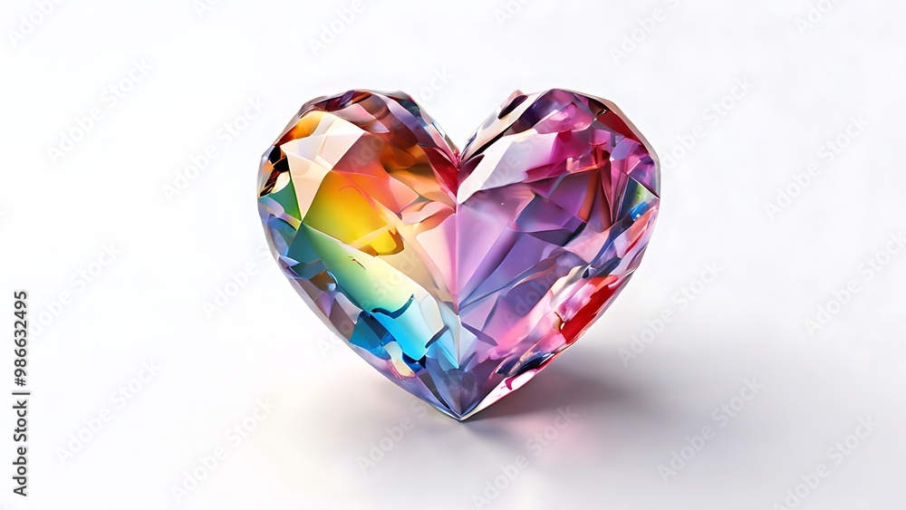 Rainbow Crystal Heart on White Background Rainbow Crystal Heart on White Background