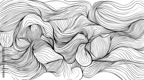 Line art of abstract movement for background, adult coloring book,coloring page and other design element. vector illustration. Zentangle. Illustration photo