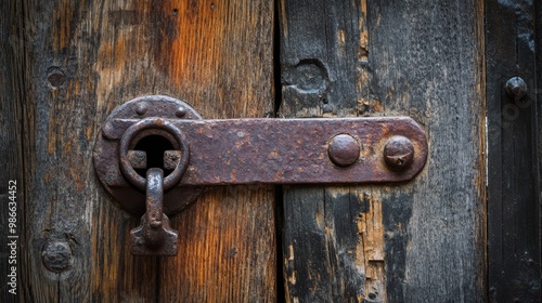 Door lock on wood