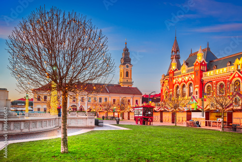 Obraz na płótnie Oradea, Romania. Beautiful Christmas Market in Eastern Europe w salonie