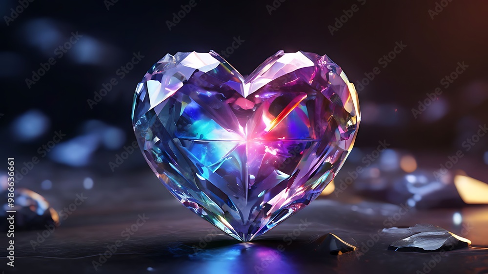 Heart-Shaped Diamond with Rainbow Reflections Heart-Shaped Diamond with Rainbow Reflections