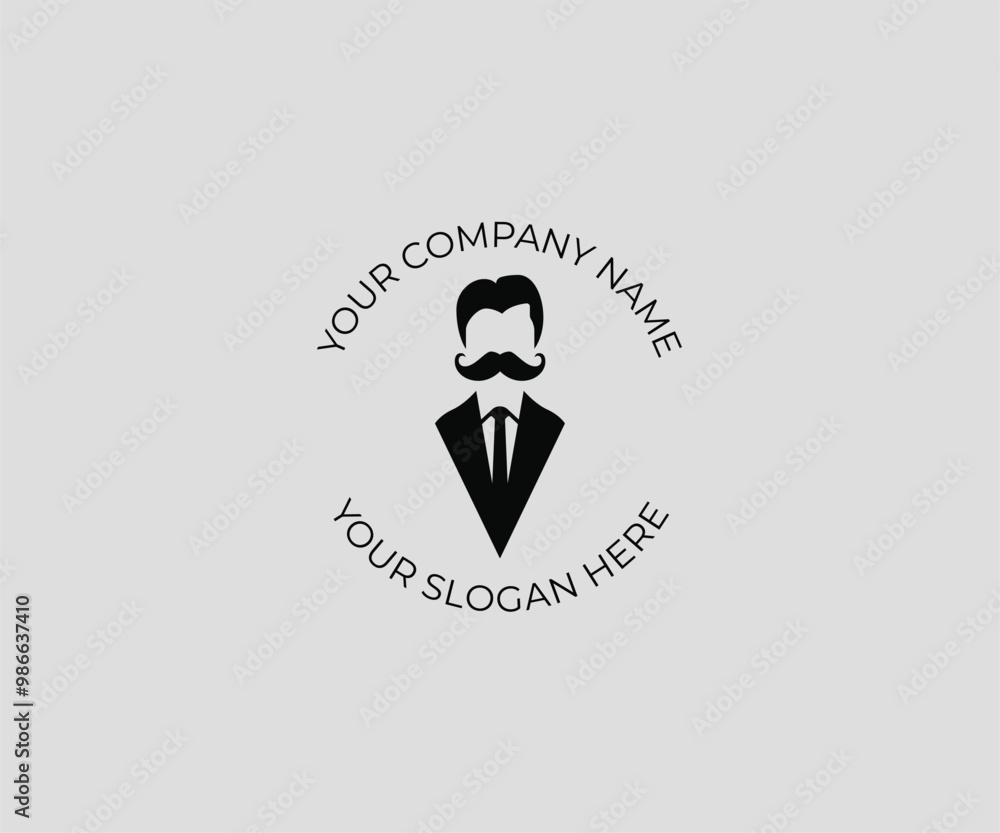 Gentleman with Moustache Logo Design – Vintage Style Icon for Barber Shops & Men’s Grooming Brands