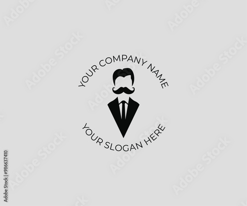 Obraz na płótnie Gentleman with Moustache Logo Design – Vintage Style Icon for Barber Shops & Men’s Grooming Brands w salonie