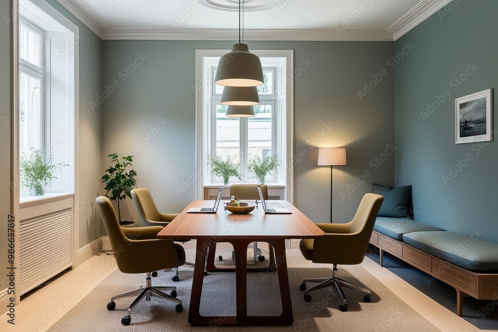 Scandinavian Workspace Design with Modern Furniture in a Calm and Elegant Ambiance Scandinavian Workspace Design with Modern Furniture in a Calm and Elegant Ambiance
