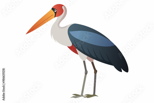 A striking vector art illustration of a Marabou Stork in the Savanna, highlighting its unique features .