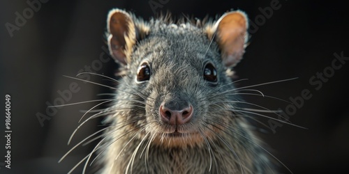 The Long-Nosed Potoroo: A Compact Marsupial in Shades of Grey and Brown with Dark Eyes and an Elongated Tail photo