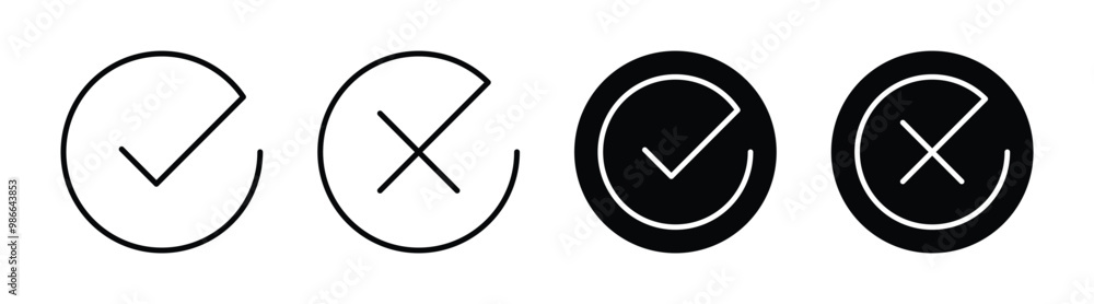 Vector Check Mark And Cross Mark Icon Symbols Vector Check Mark And Cross Mark Icon Symbols