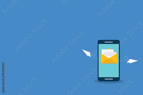 Newsletter. vector illustration of email marketing. subscription to newsletter, news, offers, promotions. a letter and envelope. subscribe, submit. send by mail.	