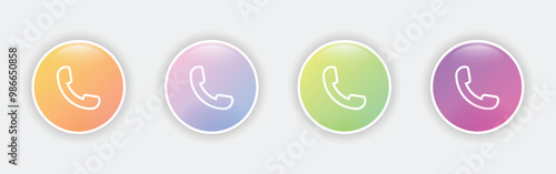 Vector Set Of Button Call Icons. Set Of Phone Call Icons