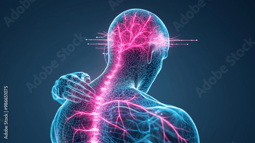 Human Body with Neural Network Illustration