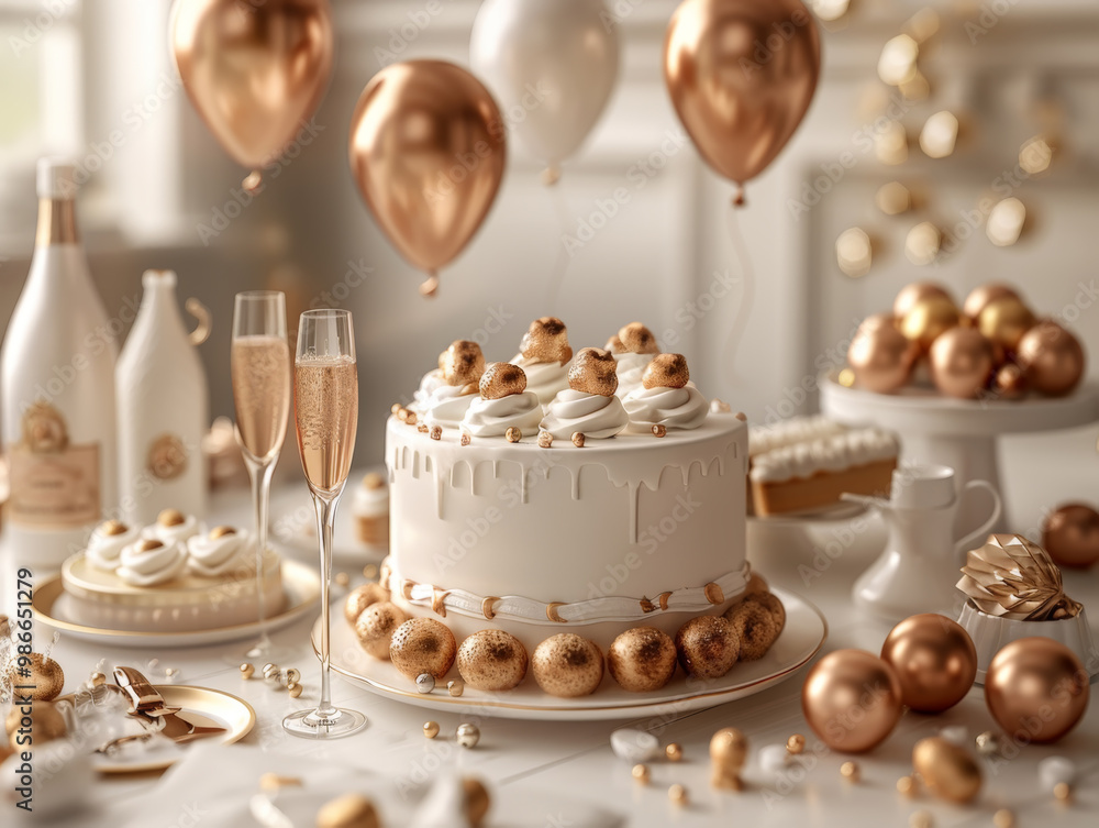 Naklejka premium Luxurious Celebration Cake with Gold Details